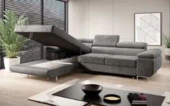 Designer Ecksofa Calvera mit Schlaf- und Klappfunktion in Samt