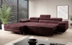 Designer Ecksofa Calvera mit Schlaf- und Klappfunktion in Samt