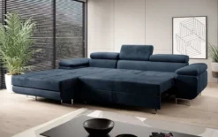 Designer Ecksofa Calvera mit Schlaf- und Klappfunktion in Samt