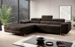 Designer Ecksofa Calvera mit Schlaf- und Klappfunktion in Samt