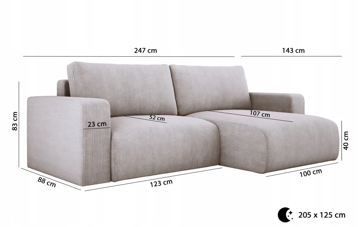 Designer Ecksofa Carl Cord mit Schlaf- und Klappfunktion