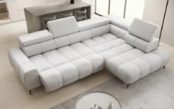 Designer Ecksofa Ceora mit elektrischer Schlaffunktion und verstellbarerer Rückenlehne in Echtleder