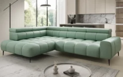 Designer Ecksofa Ceora mit elektrischer Schlaffunktion und verstellbarerer Rückenlehne in Echtleder