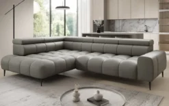 Designer Ecksofa Ceora mit elektrischer Schlaffunktion und verstellbarerer Rückenlehne in Echtleder