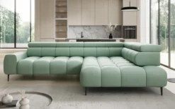 Designer Ecksofa Ceora mit elektrischer Schlaffunktion und verstellbarerer Rückenlehne in Echtleder