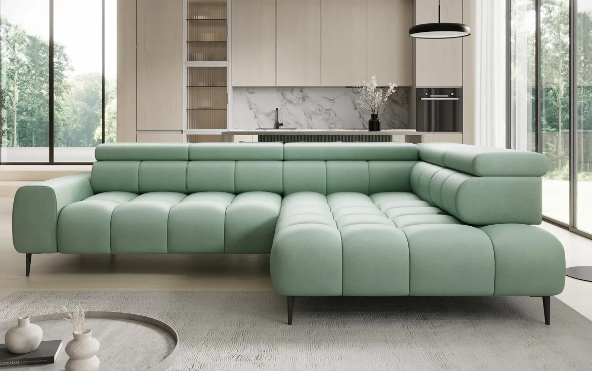 Designer Ecksofa Ceora mit elektrischer Schlaffunktion und verstellbarerer Rückenlehne in Echtleder