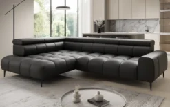 Designer Ecksofa Ceora mit elektrischer Schlaffunktion und verstellbarerer Rückenlehne in Echtleder