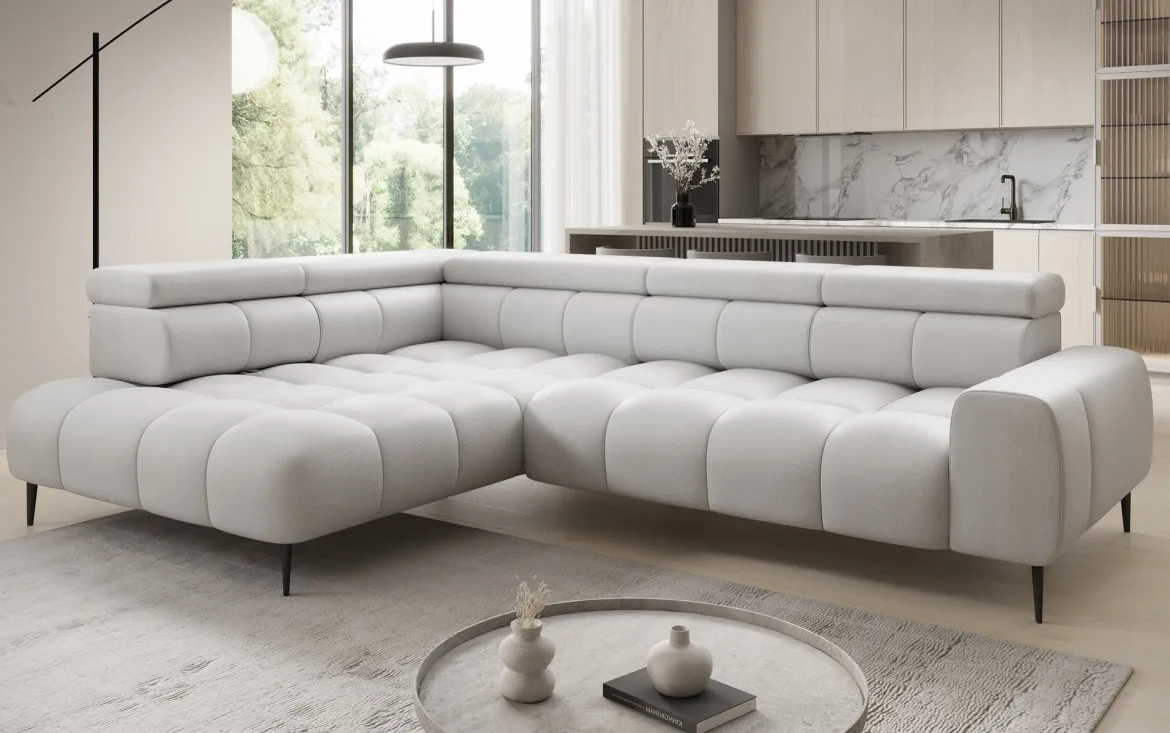 Designer Ecksofa Ceora mit elektrischer Schlaffunktion und verstellbarerer Rückenlehne in Echtleder