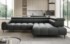 Designer Ecksofa Ceora mit elektrischer Schlaffunktion und verstellbarerer Rückenlehne in Echtleder