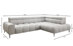 Designer Ecksofa Ceora mit elektrischer Schlaffunktion und verstellbarerer Rückenlehne in Echtleder