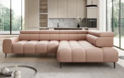 Designer Ecksofa Ceora mit elektrischer Schlaffunktion und verstellbarerer Rückenlehne in Echtleder