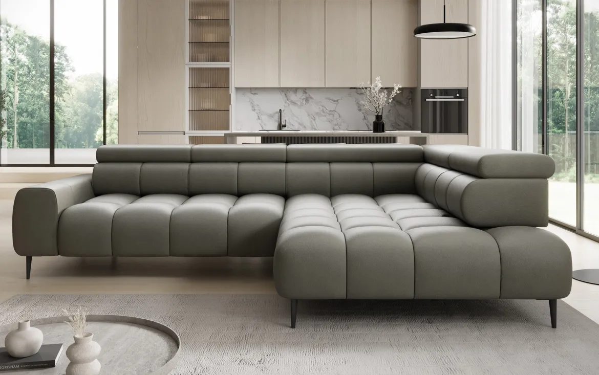 Designer Ecksofa Ceora mit elektrischer Schlaffunktion und verstellbarerer Rückenlehne in Echtleder