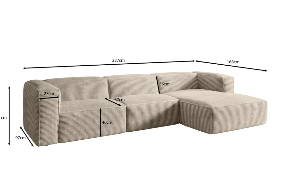 Designer Ecksofa Comfy in Cord