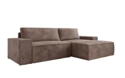 Designer Ecksofa Corino in Cord mit Schlaf- und Klappfunktion