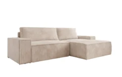 Designer Ecksofa Corino in Cord mit Schlaf- und Klappfunktion