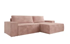 Designer Ecksofa Corino in Cord mit Schlaf- und Klappfunktion