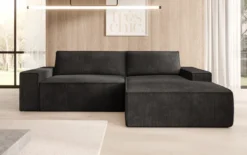 Designer Ecksofa Corino in Cord mit Schlaf- und Klappfunktion