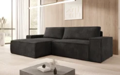 Designer Ecksofa Corino in Cord mit Schlaf- und Klappfunktion