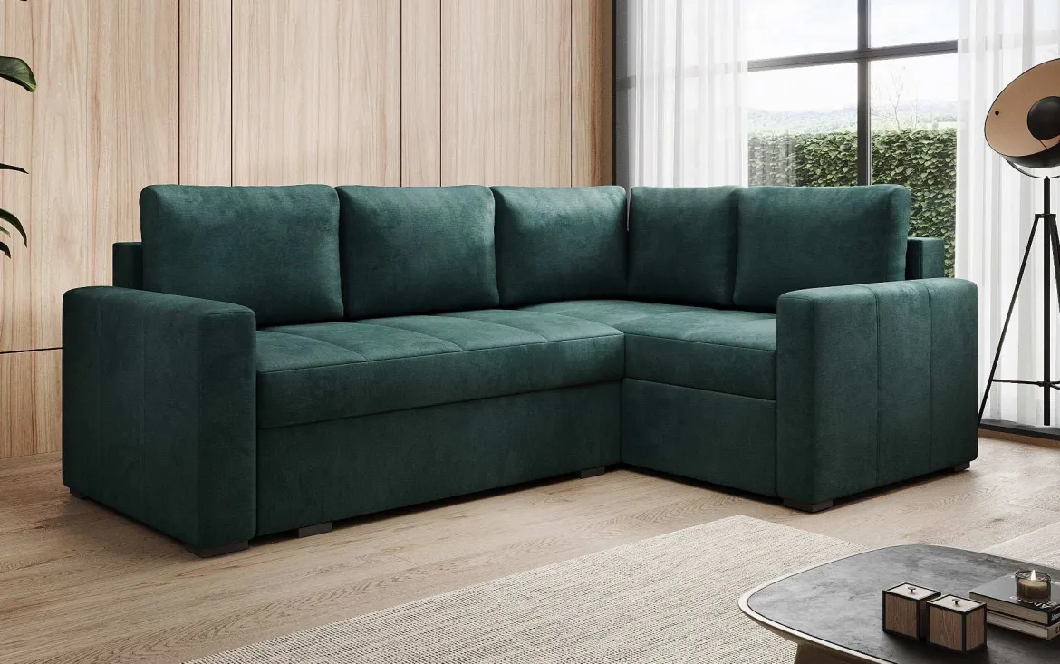 Designer Ecksofa Cortino mit Schlaffunktion und Stauraum