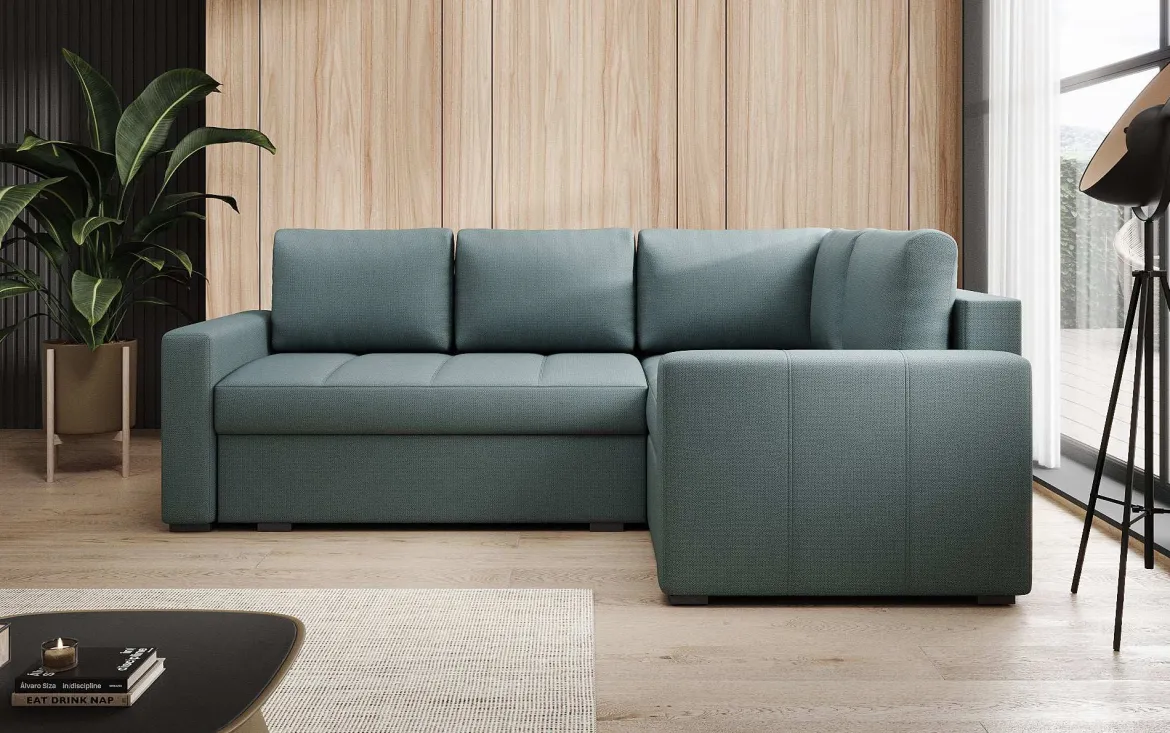Designer Ecksofa Cortino mit Schlaffunktion und Stauraum