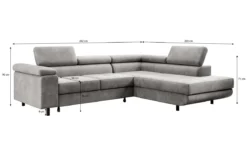 Designer Ecksofa Costa mit Schlaf- und Klappfunktion aus Samt
