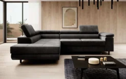 Designer Ecksofa Costa mit Schlaf- und Klappfunktion aus Samt