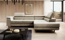 Designer Ecksofa Costa mit Schlaf- und Klappfunktion aus Samt