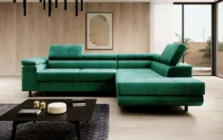 Designer Ecksofa Costa mit Schlaf- und Klappfunktion aus Samt