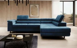 Designer Ecksofa Costa mit Schlaf- und Klappfunktion aus Samt