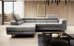 Designer Ecksofa Costa mit Schlaf- und Klappfunktion aus Samt