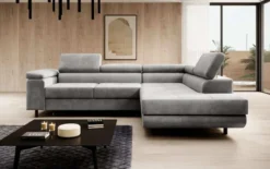 Designer Ecksofa Costa mit Schlaf- und Klappfunktion aus Samt