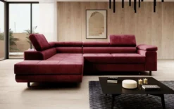 Designer Ecksofa Costa mit Schlaf- und Klappfunktion aus Samt