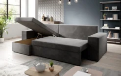 Designer Ecksofa Denver Bouclé mit Schlaf- und Klappfunktion