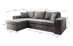 Designer Ecksofa Denver Bouclé mit Schlaf- und Klappfunktion