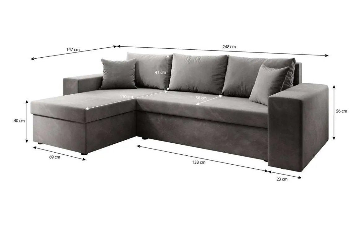 Designer Ecksofa Denver Bouclé mit Schlaf- und Klappfunktion