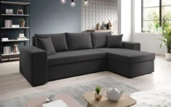Designer Ecksofa Denver Bouclé mit Schlaf- und Klappfunktion