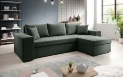 Designer Ecksofa Denver Bouclé mit Schlaf- und Klappfunktion