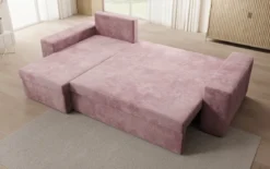 Designer Ecksofa Denver Cord mit Schlaf- und Klappfunktion