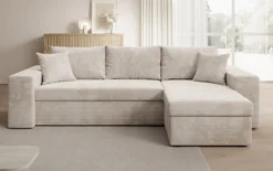 Designer Ecksofa Denver Cord mit Schlaf- und Klappfunktion