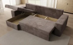 Designer Ecksofa Denver Cord mit Schlaf- und Klappfunktion