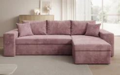 Designer Ecksofa Denver Cord mit Schlaf- und Klappfunktion