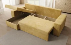 Designer Ecksofa Denver Cord mit Schlaf- und Klappfunktion