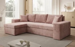 Designer Ecksofa Denver Cord mit Schlaf- und Klappfunktion