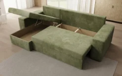 Designer Ecksofa Denver Cord mit Schlaf- und Klappfunktion