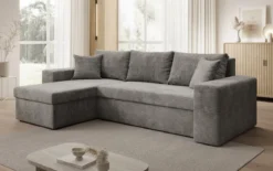 Designer Ecksofa Denver Cord mit Schlaf- und Klappfunktion