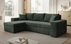 Designer Ecksofa Denver Cord mit Schlaf- und Klappfunktion