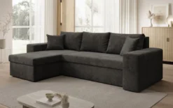 Designer Ecksofa Denver Cord mit Schlaf- und Klappfunktion