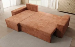 Designer Ecksofa Denver Cord mit Schlaf- und Klappfunktion