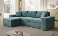 Designer Ecksofa Denver Cord mit Schlaf- und Klappfunktion