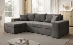 Designer Ecksofa Denver Cord mit Schlaf- und Klappfunktion